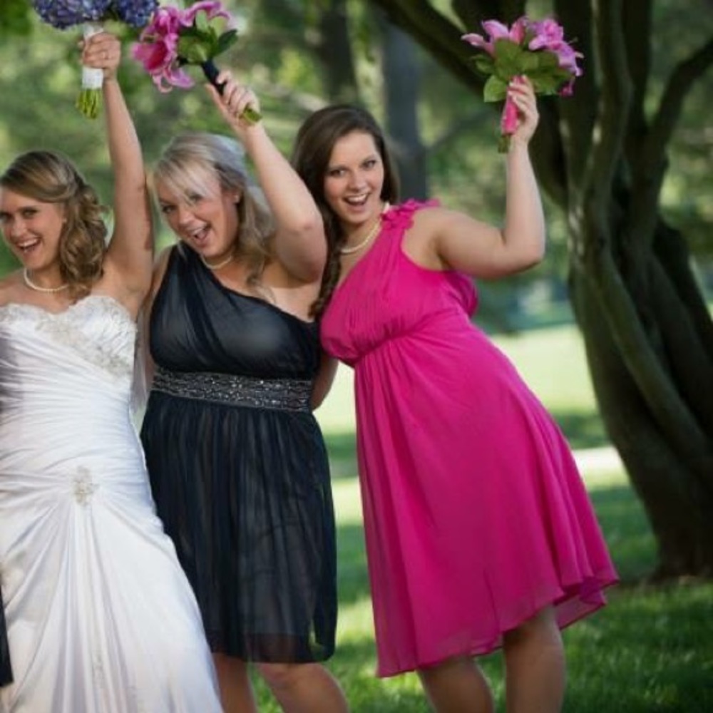 Davids bridal hot pink dress